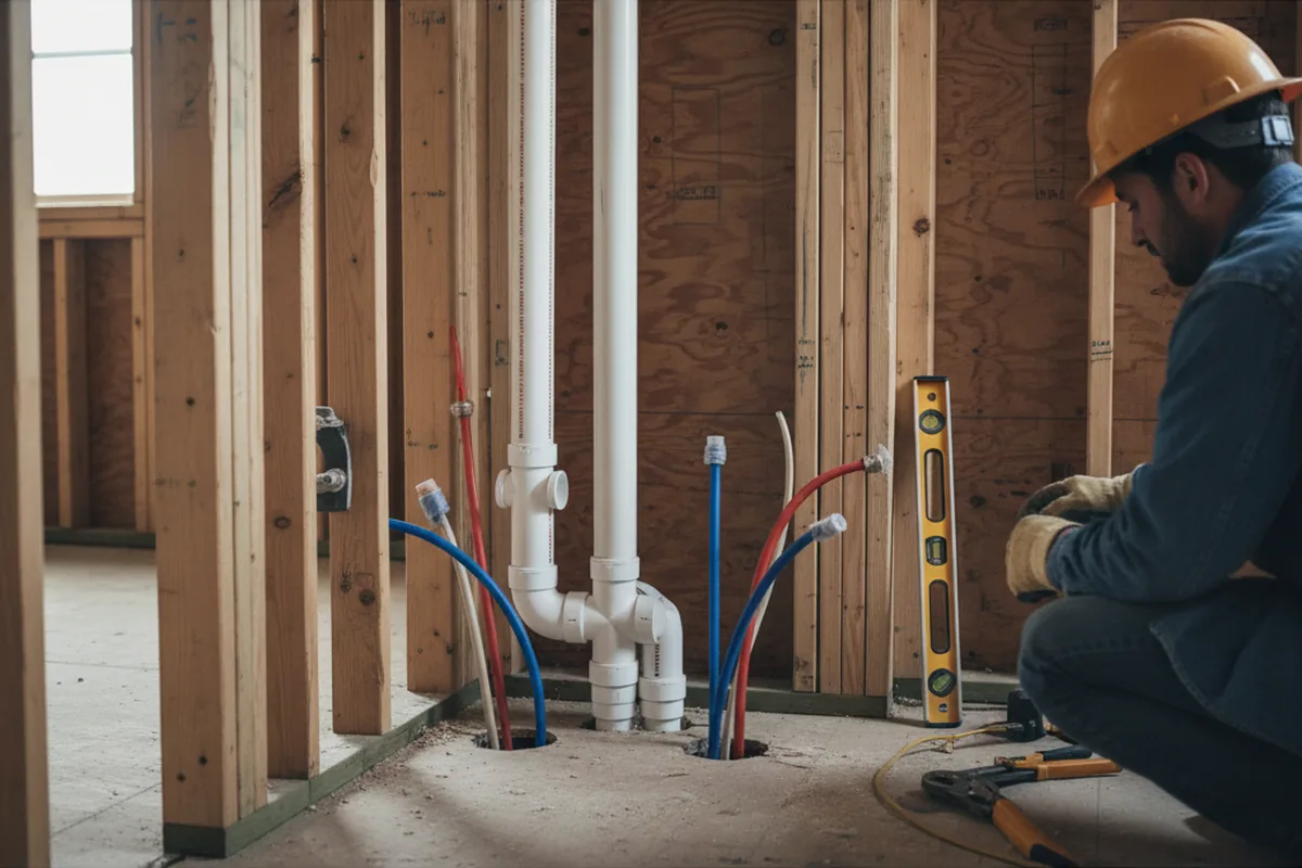 Drain and supply rough-in during Drain Cleaning in Sea Island