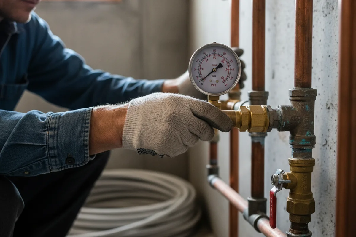 Pressure testing a repaired line during Water Line Repair in Sea Island